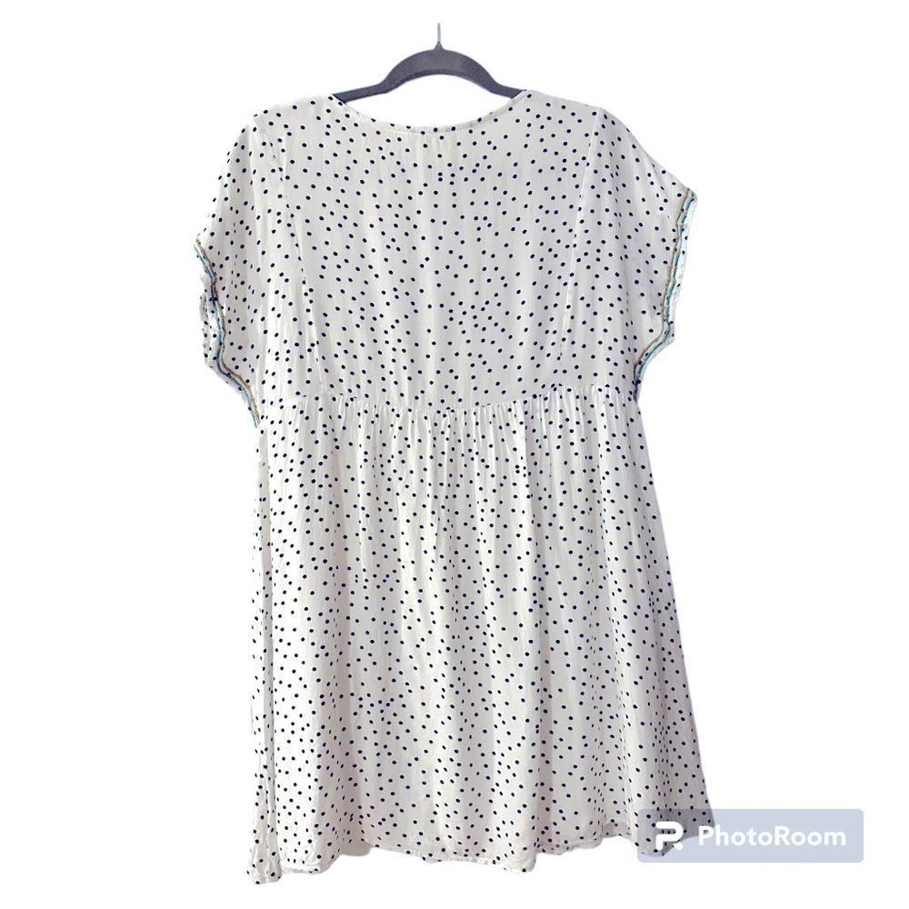Savanna Jane Embroidered White Polka Dot Dress in Size Small - Picture 3 of 6